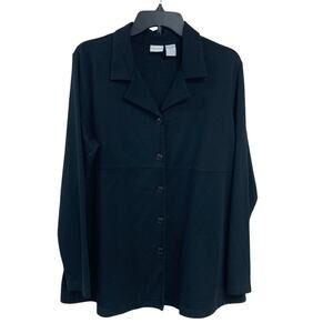 In Due Time Maternity Womens XL Black Long Sleeve Button Up Collared Jacket